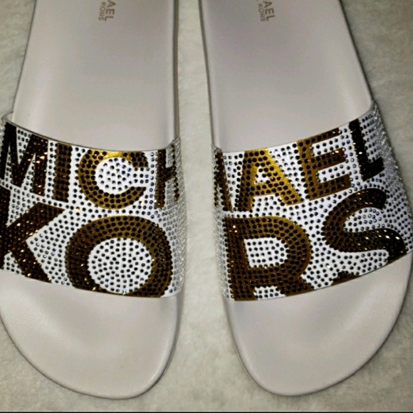 Michael Kors Shoes - Michael Kors Crystal Sandal Bling Logo Flip Flops